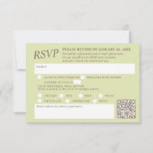 Green Catkins waterverf bruiloft QR-code RSVP Kaartje (Achterkant)