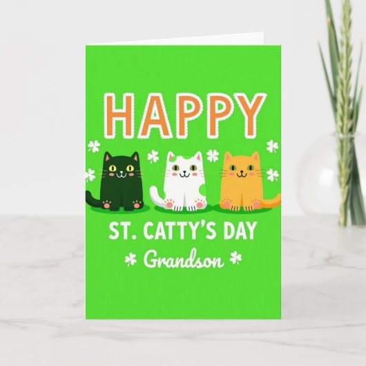 Green Cats Grandson Card Kaart (Voorkant)