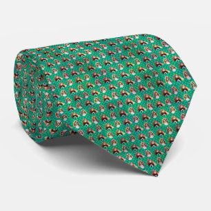 Green Cavalier Spaniel Retro Pop Design Stropdas