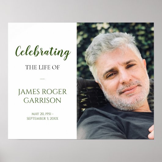 Green Celebration of Life with Photo Celebrating Poster (Voorkant)