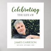 Green Celebration of Life with Photo Funeral Poster (Voorkant)