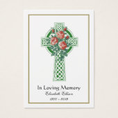 Green Celtic Cross Funeral Memorial Prayer Visitekaartje (Voorkant)
