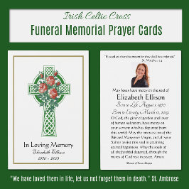 Green Celtic Cross Funeral Memorial Prayer Visitekaartje