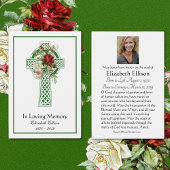 Green Celtic Cross Funeral Memorial Prayer Visitekaartje
