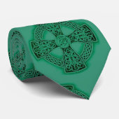 Green Celtic Cross Irish Mannen Stropdas (Opgerold)