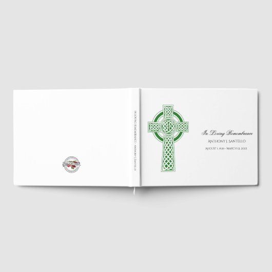 Green Celtic Cross Irish Memorial Funeral Gastenboek (Volledig)