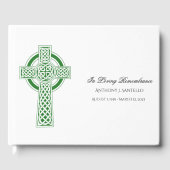 Green Celtic Cross Irish Memorial Funeral Gastenboek (Voorkant)
