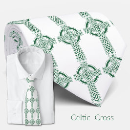 Green Celtic Cross Irish St. Patricks Day Religiou Stropdas