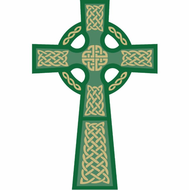 Green Celtic Cross Photo Sculpture Staand Fotobeeldje (Voorkant)