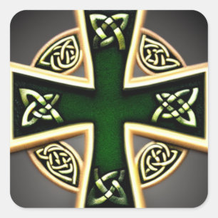 Green Celtic Cross Sticker