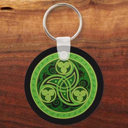 Green Celtic Design Sleutelhanger (cirkel) (Voorkant)