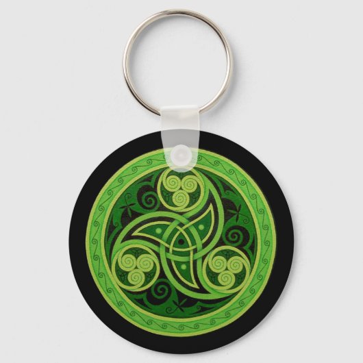 Green Celtic Design Sleutelhanger (cirkel) (Achterkant)