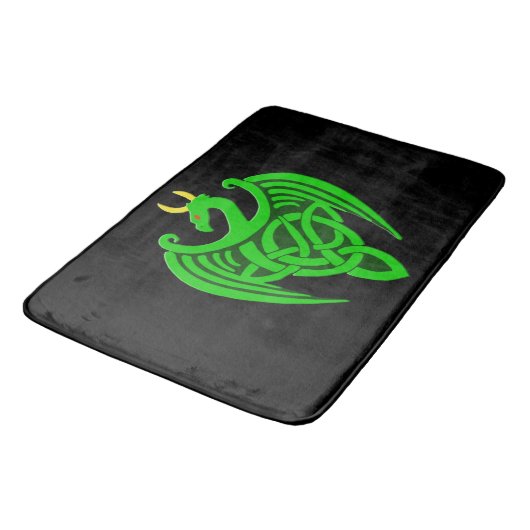 Green Celtic Dragon Bath Mat (Gekanteld)