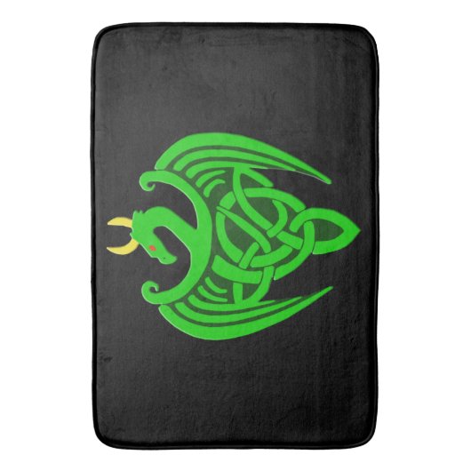 Green Celtic Dragon Bath Mat (Voorkant Verticaal)