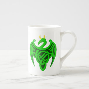 Green Celtic Dragon Bone China Mok