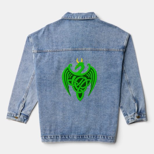 Green Celtic Dragon Denim Jacket (Achterkant)
