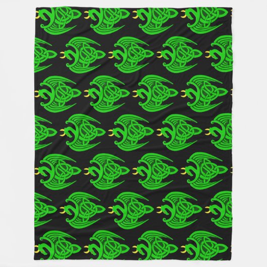 Green Celtic Dragon Fleece Blanket (Voorkant)