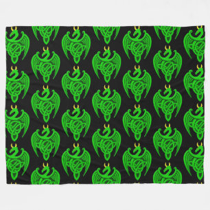 Green Celtic Dragon Fleece Blanket