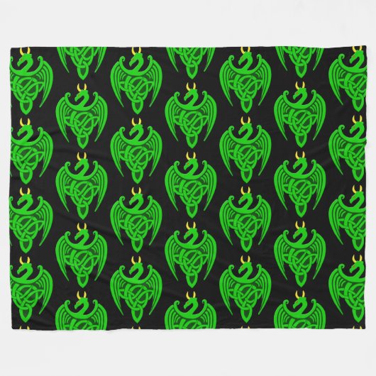 Green Celtic Dragon Fleece Blanket (Voorkant (Horizontaal))