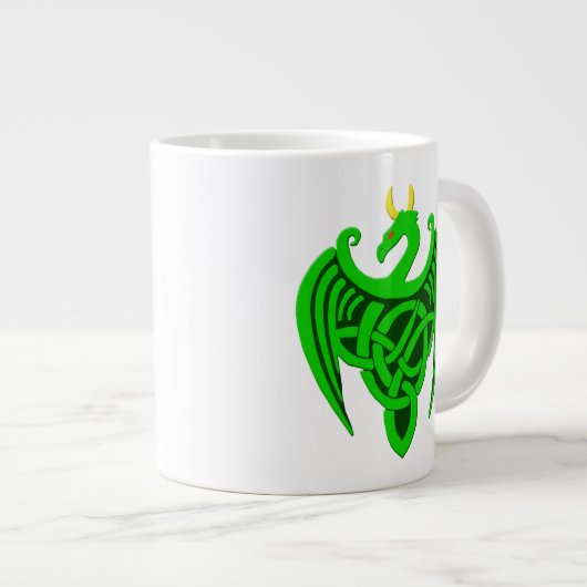 Green Celtic Dragon Jumbo Mok (Voorkant rechts)