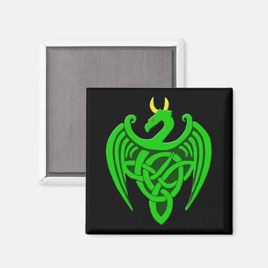 Green Celtic Dragon Magnet (Voorkant / Achterkant)