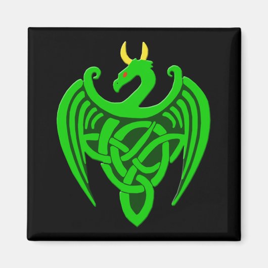 Green Celtic Dragon Magnet (Voorkant)