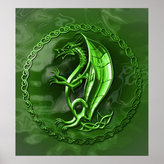 Green Celtic Dragon Poster (Voorkant)