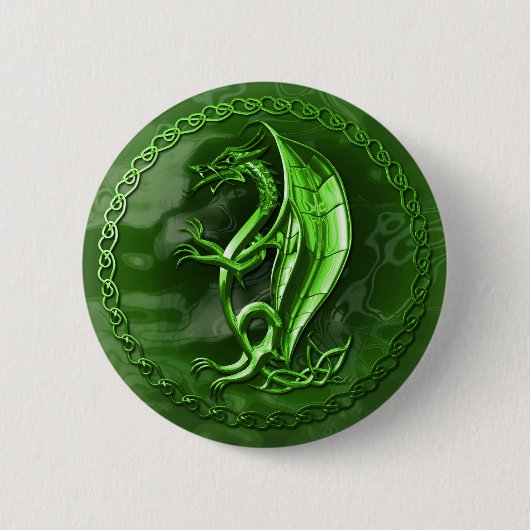 Green Celtic Dragon Ronde Button 5,7 Cm (Voorkant)