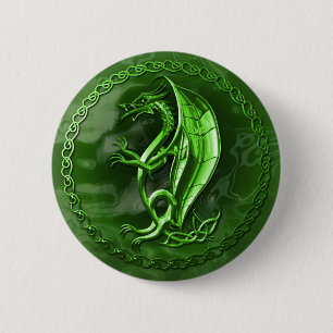 Green Celtic Dragon Ronde Button 5,7 Cm