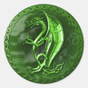 Green Celtic Dragon Ronde Sticker