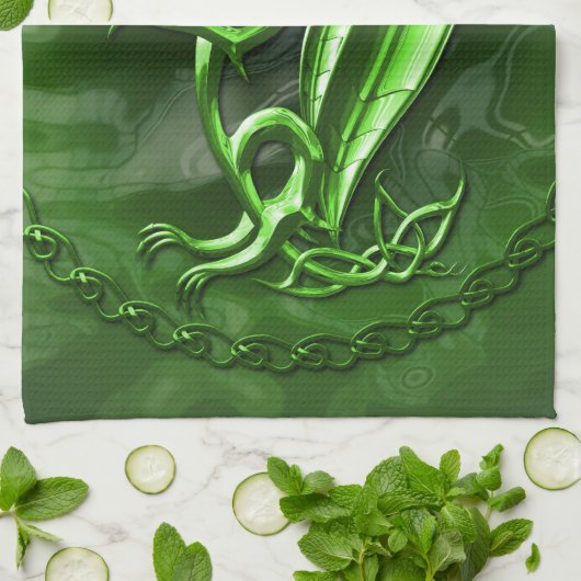 Green Celtic Dragon Theedoek (Gevouwen)