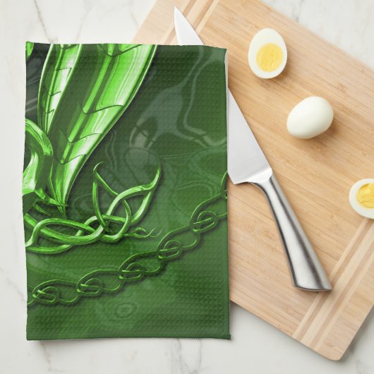Green Celtic Dragon Theedoek (Quarter Fold)