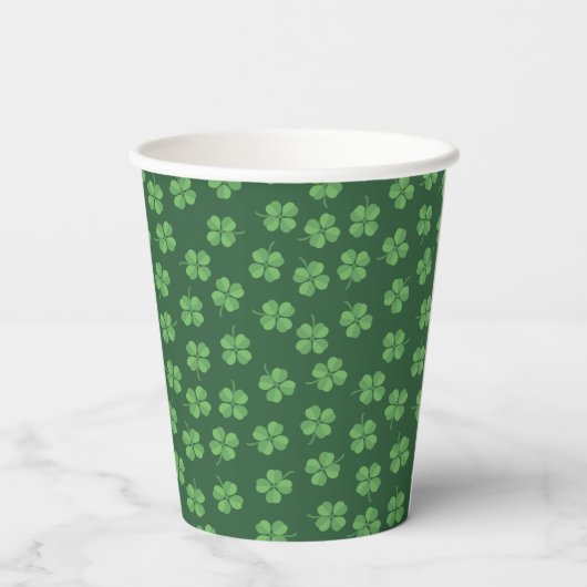 Green Celtic Irish Four Leafed Clovers St. Patrick Papieren Bekers (Achterkant)