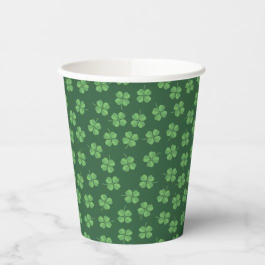 Green Celtic Irish Four Leafed Clovers St. Patrick Papieren Bekers (Links)
