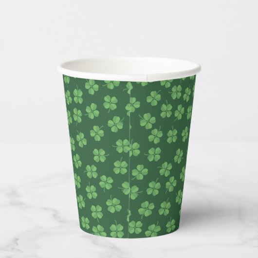 Green Celtic Irish Four Leafed Clovers St. Patrick Papieren Bekers (Rechts)