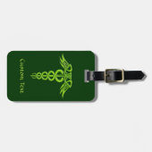 Green Celtic Knot Caduceus Bagagelabel (Voorkant horizontaal)