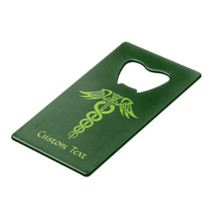 Green Celtic Knot Caduceus Creditkaart Flessenopener