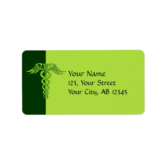 Green Celtic Knot Caduceus Etiket (Voorkant)