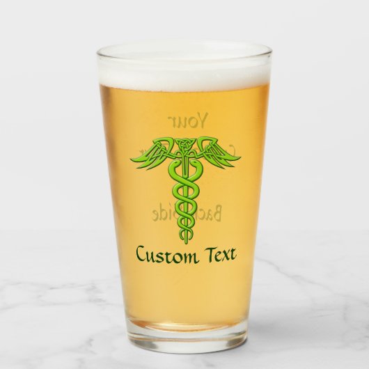 Green Celtic Knot Caduceus Glas (Voorkant gevuld)