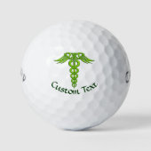 Green Celtic Knot Caduceus Golfballen (Voorkant)