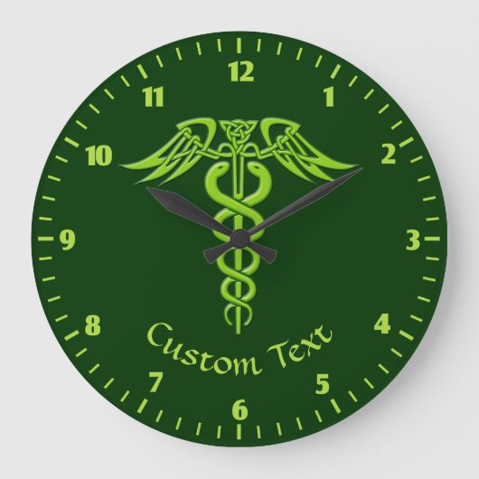 Green Celtic Knot Caduceus Grote Klok (Voorkant)