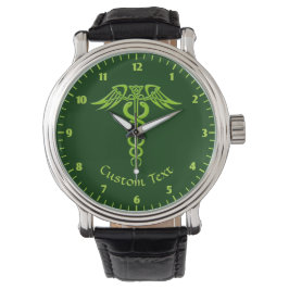 Green Celtic Knot Caduceus Horloge