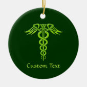 Green Celtic Knot Caduceus Keramisch Ornament (Voorkant)