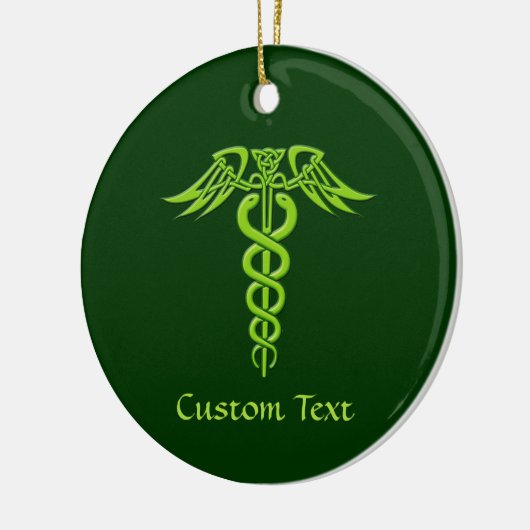 Green Celtic Knot Caduceus Keramisch Ornament (Links)