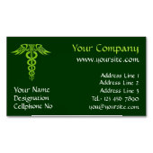 Green Celtic Knot Caduceus Magnetisch Visitekaartje (Voorkant)