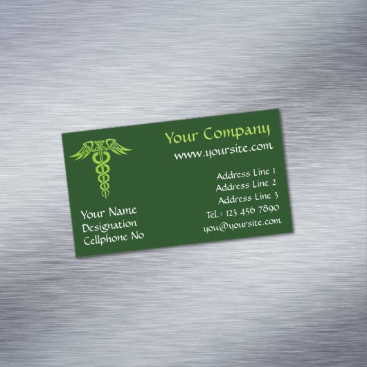 Green Celtic Knot Caduceus Magnetisch Visitekaartje (Voorbeeld)