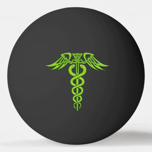 Green Celtic Knot Caduceus Pingpongbal (Voorkant)