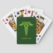 Green Celtic Knot Caduceus Pokerkaarten (Achterkant)