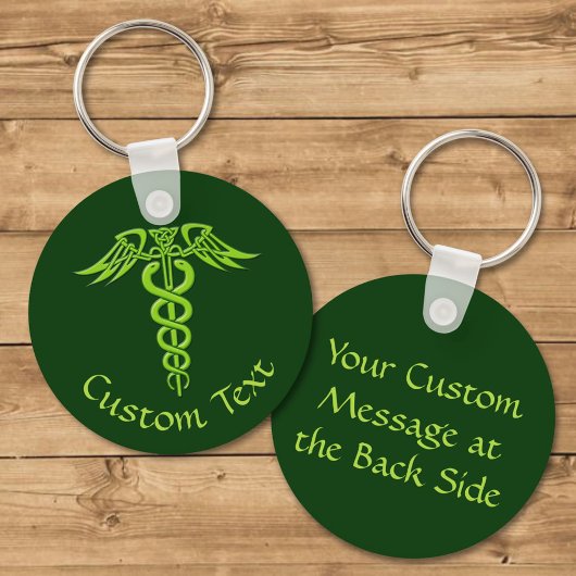 Green Celtic Knot Caduceus Sleutelhanger