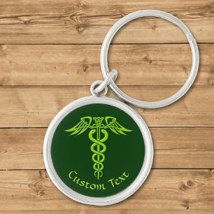 Green Celtic Knot Caduceus Sleutelhanger